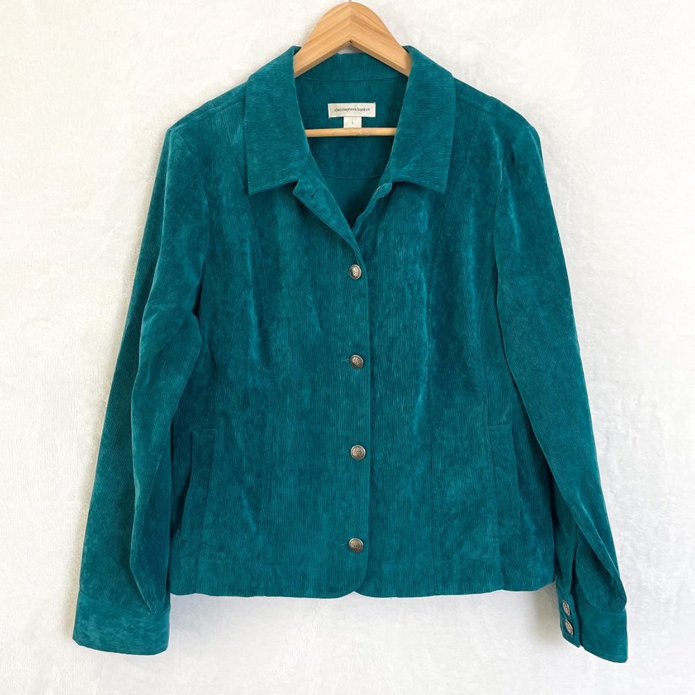 Christopher & Banks Turquoise Corduroy Western Jacket size large